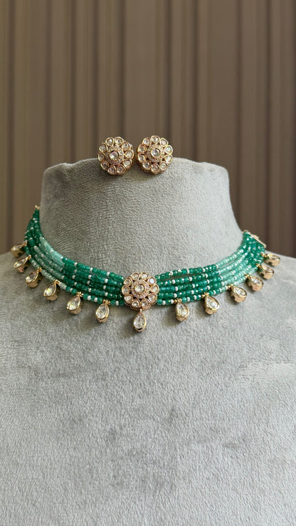 Samaira Emerald Mint Moissanite Choker Necklace Set