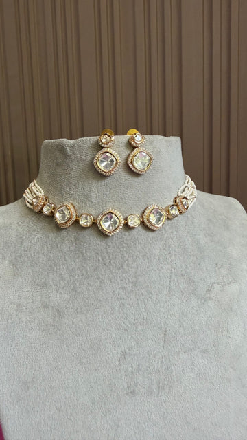 Naira Pearl Moissanite Choker Necklace Set