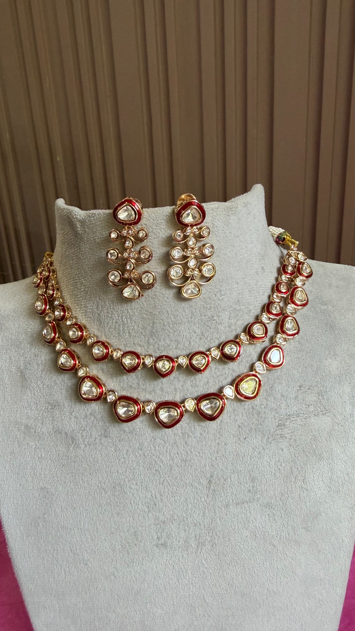 Kavya Ruby Double Layer Kundan Necklace Set