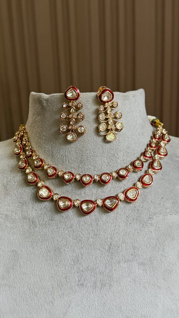 Kavya Ruby Double Layer Kundan Necklace Set