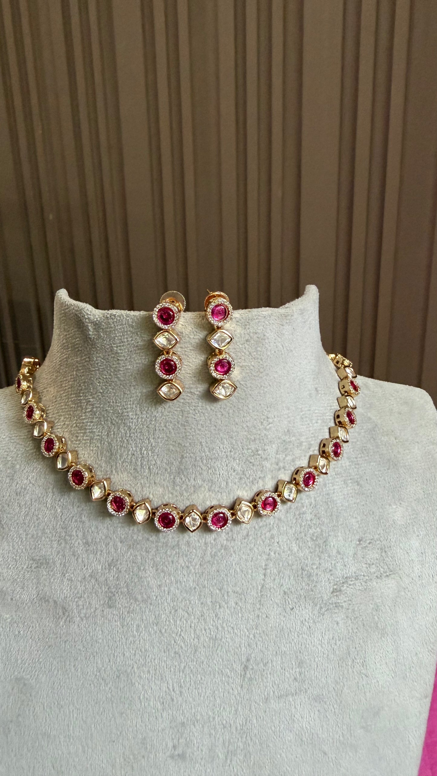 Eshira Ruby Moissanite Necklace Set