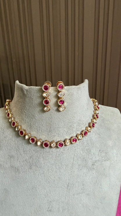 Eshira Ruby Moissanite Necklace Set
