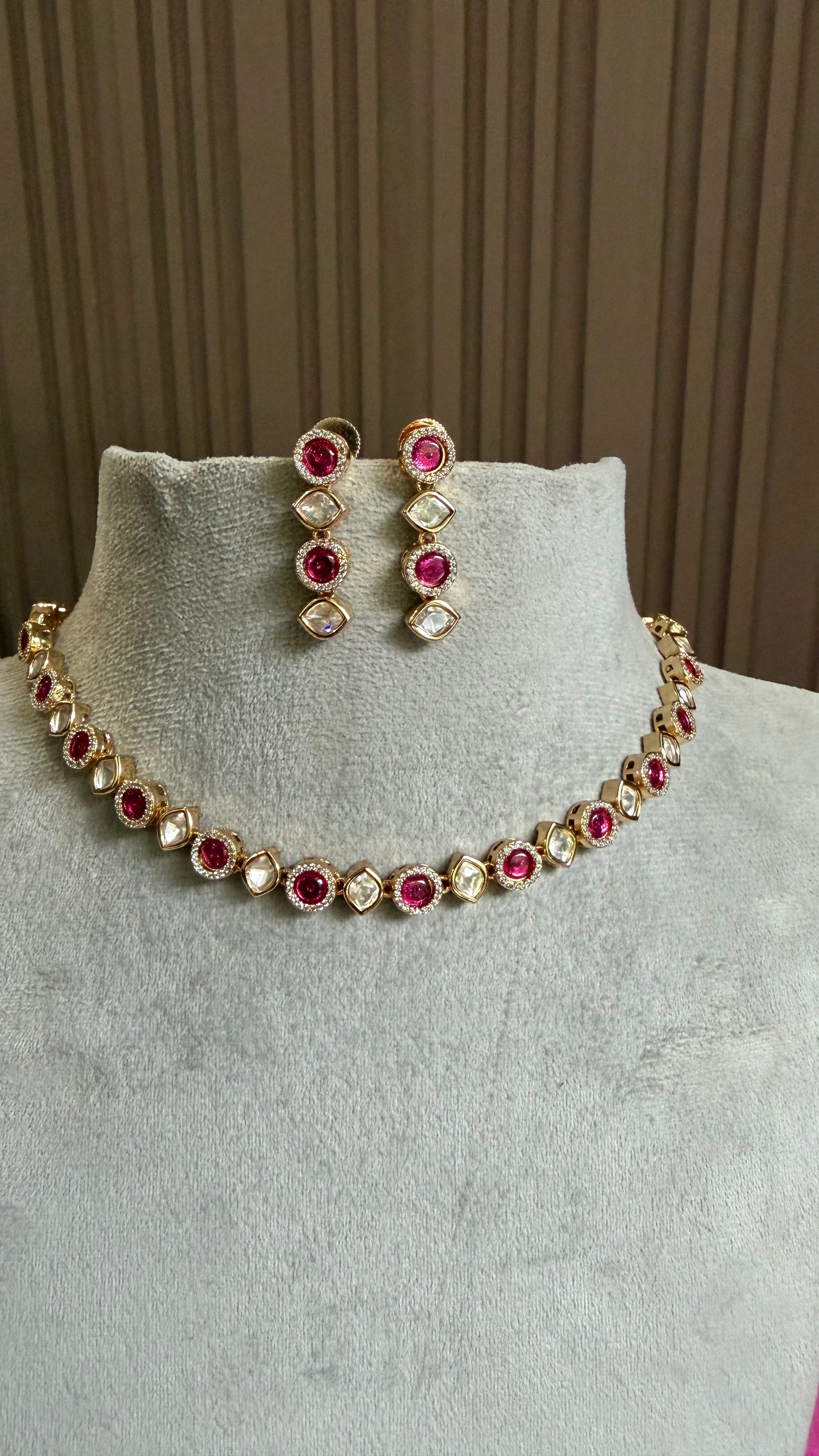 Eshira Ruby Moissanite Necklace Set