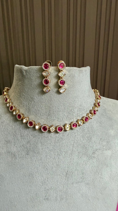 Eshira Ruby Moissanite Necklace Set