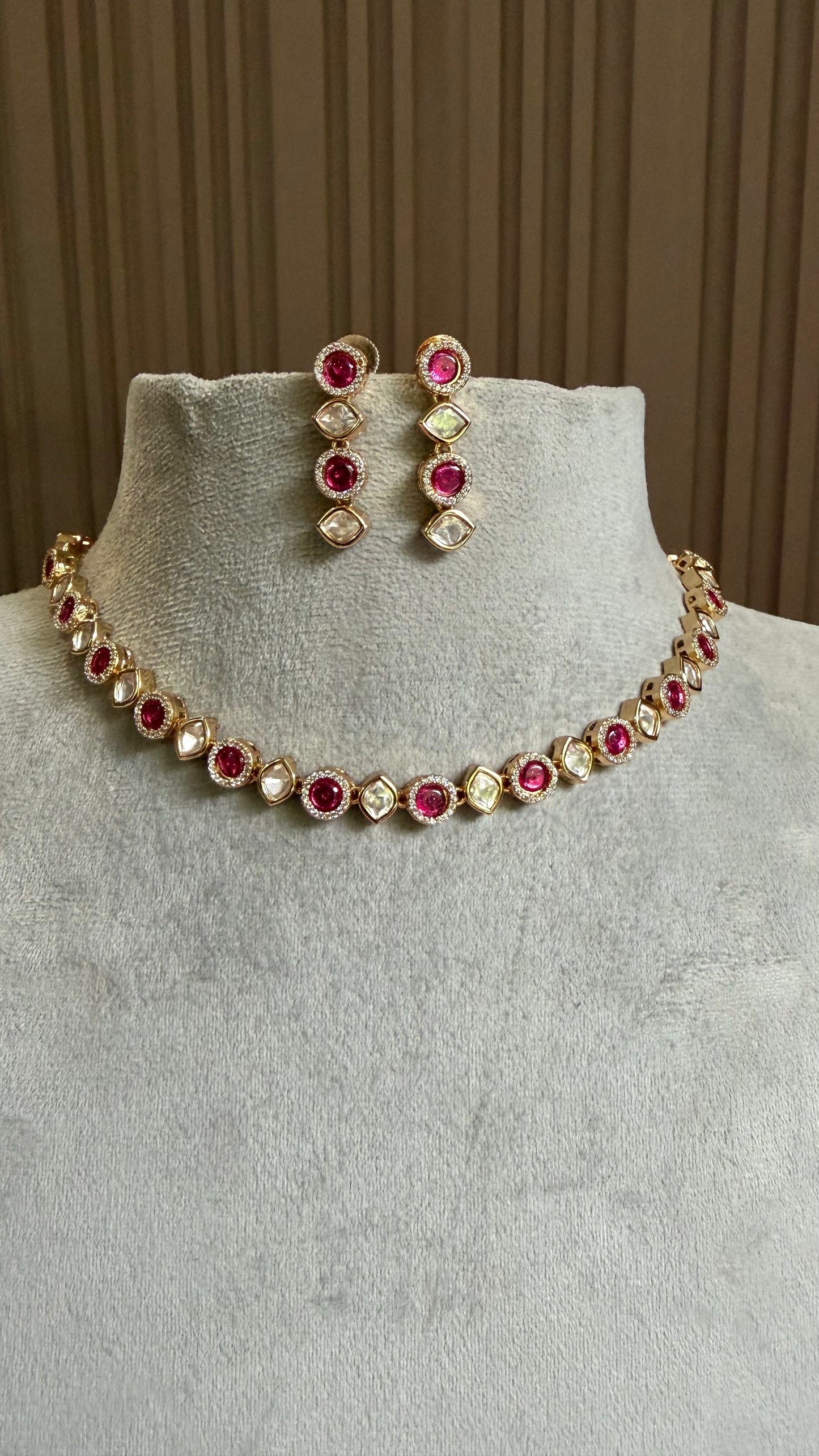 Eshira Ruby Moissanite Necklace Set
