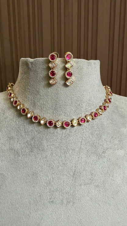 Eshira Ruby Moissanite Necklace Set