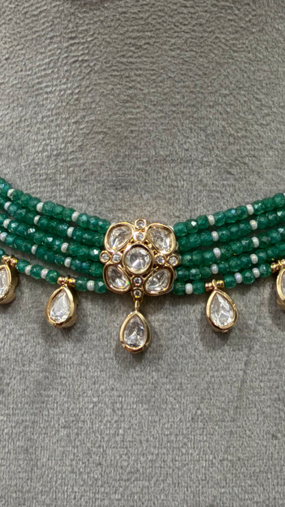 Ziva Emerald Moissanite Layered Necklace Set