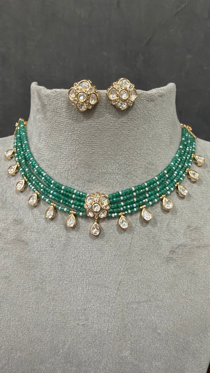 Ziva Emerald Moissanite Layered Necklace Set
