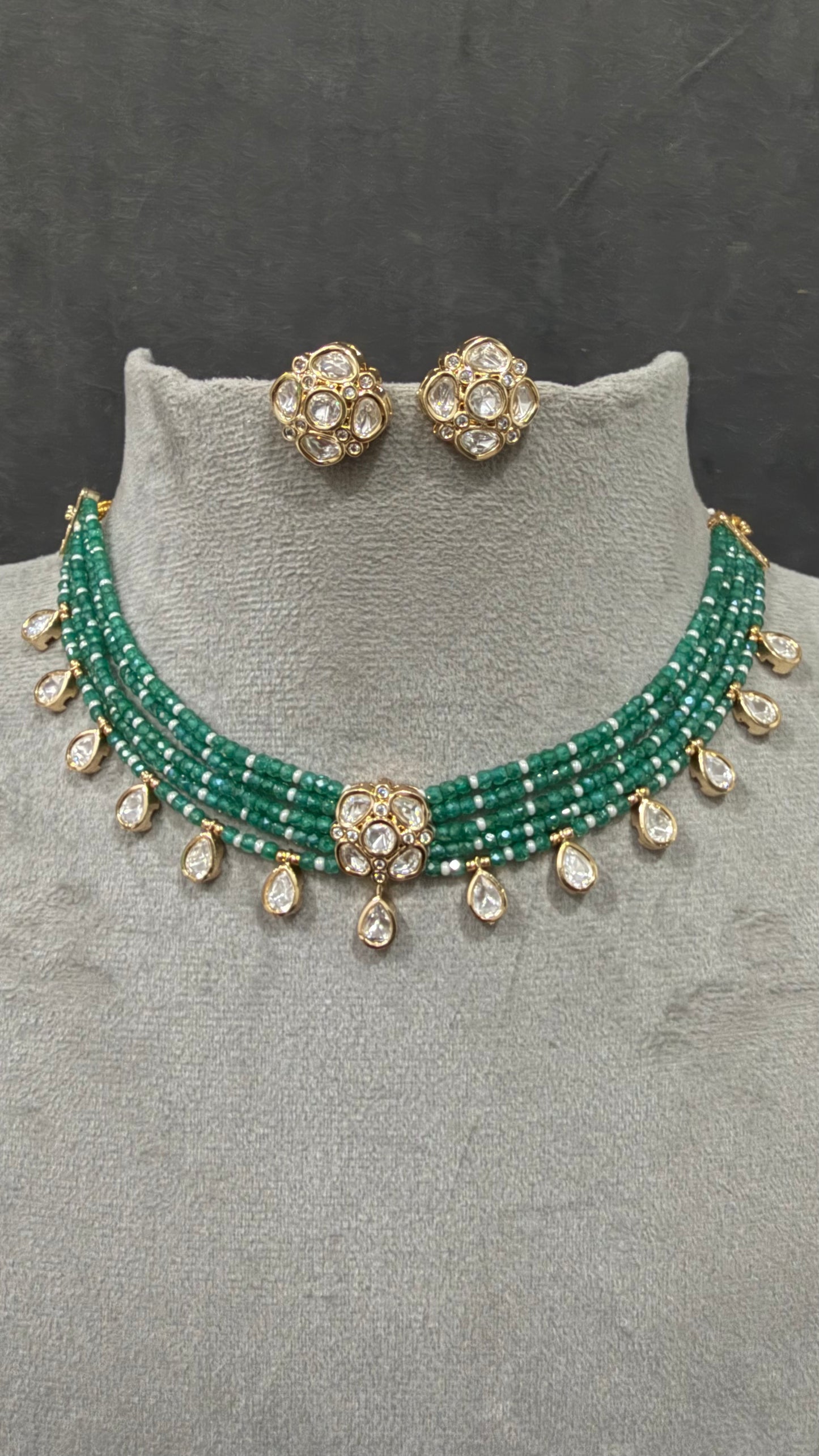 Ziva Emerald Moissanite Layered Necklace Set