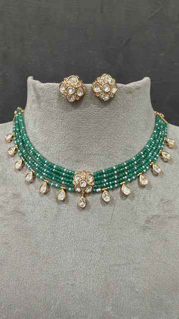 Ziva Emerald Moissanite Layered Necklace Set
