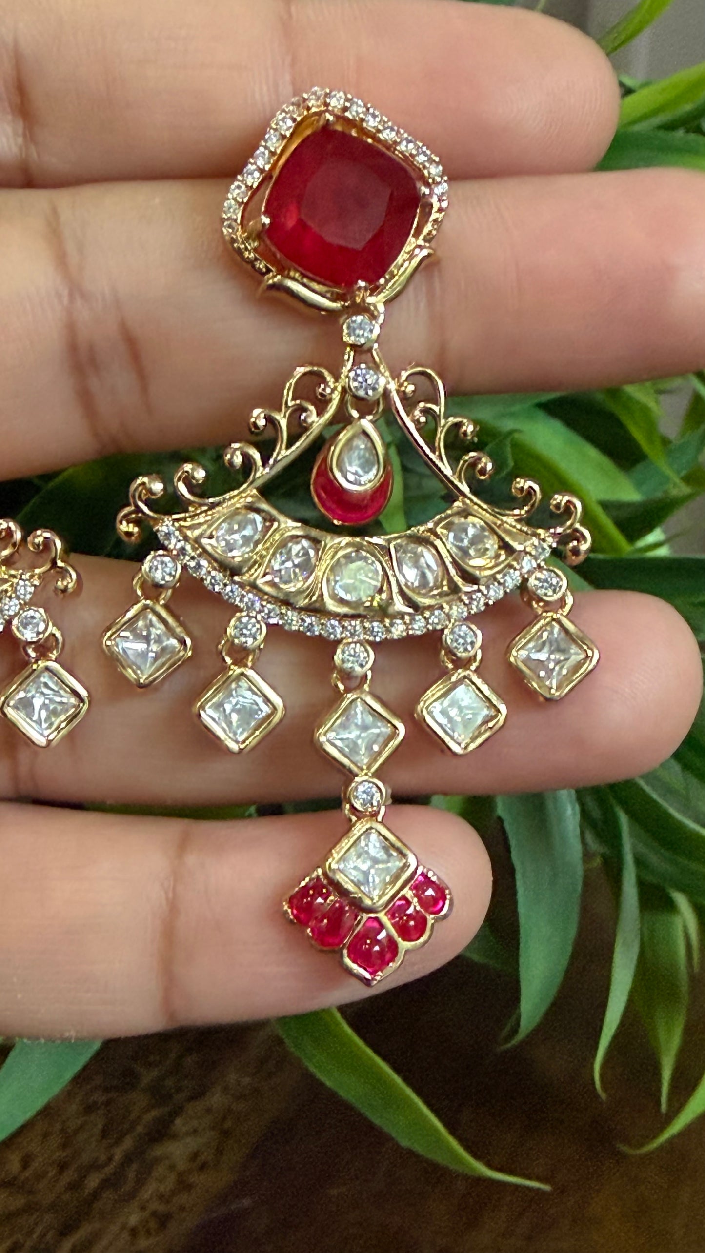 Aadhira Ruby Doublet Moissanite Earrings