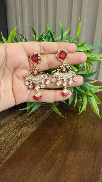 Aadhira Ruby Doublet Moissanite Earrings