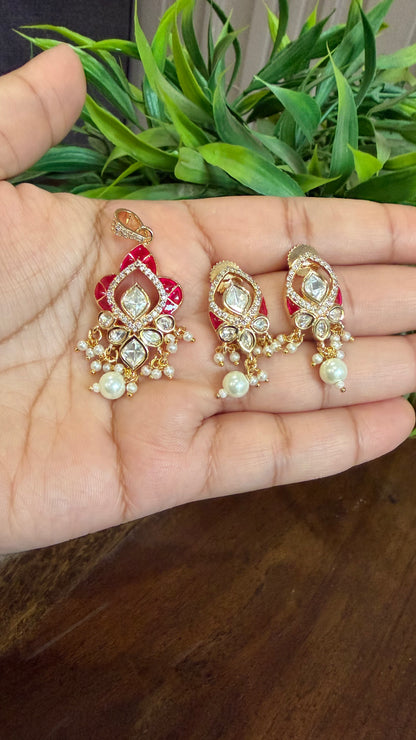 Aanya Ruby Moissanite Pendant Set
