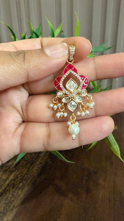 Aanya Ruby Moissanite Pendant Set