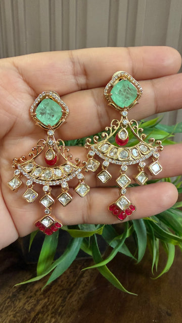 Aadhira Mint Ruby Doublet Moissanite Earrings