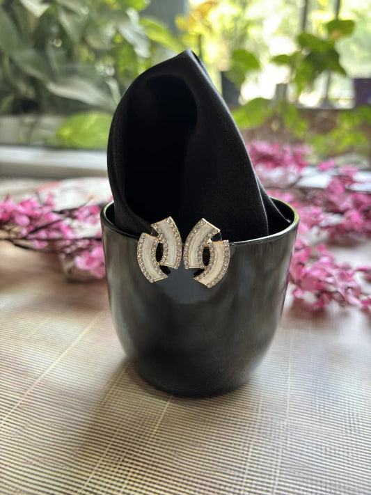 Ivory Wavy Anti Tarnish Loop Hoops - 