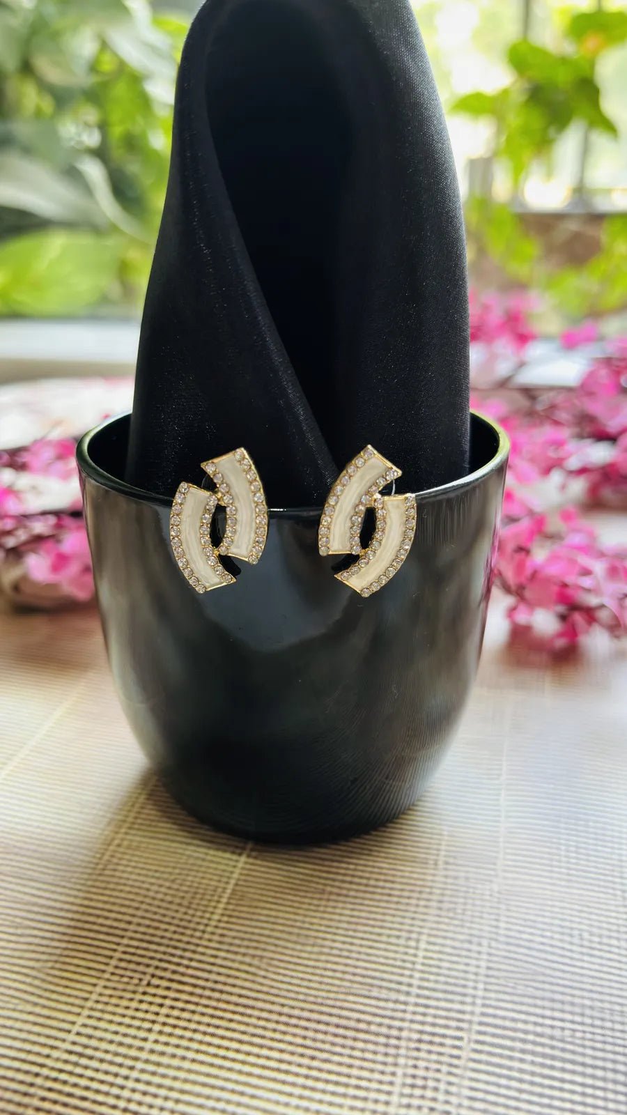 Ivory Wavy Anti Tarnish Loop Hoops - 