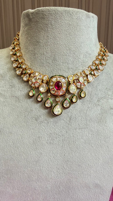 Vanya Ruby Emerald Moissanite Necklace Set