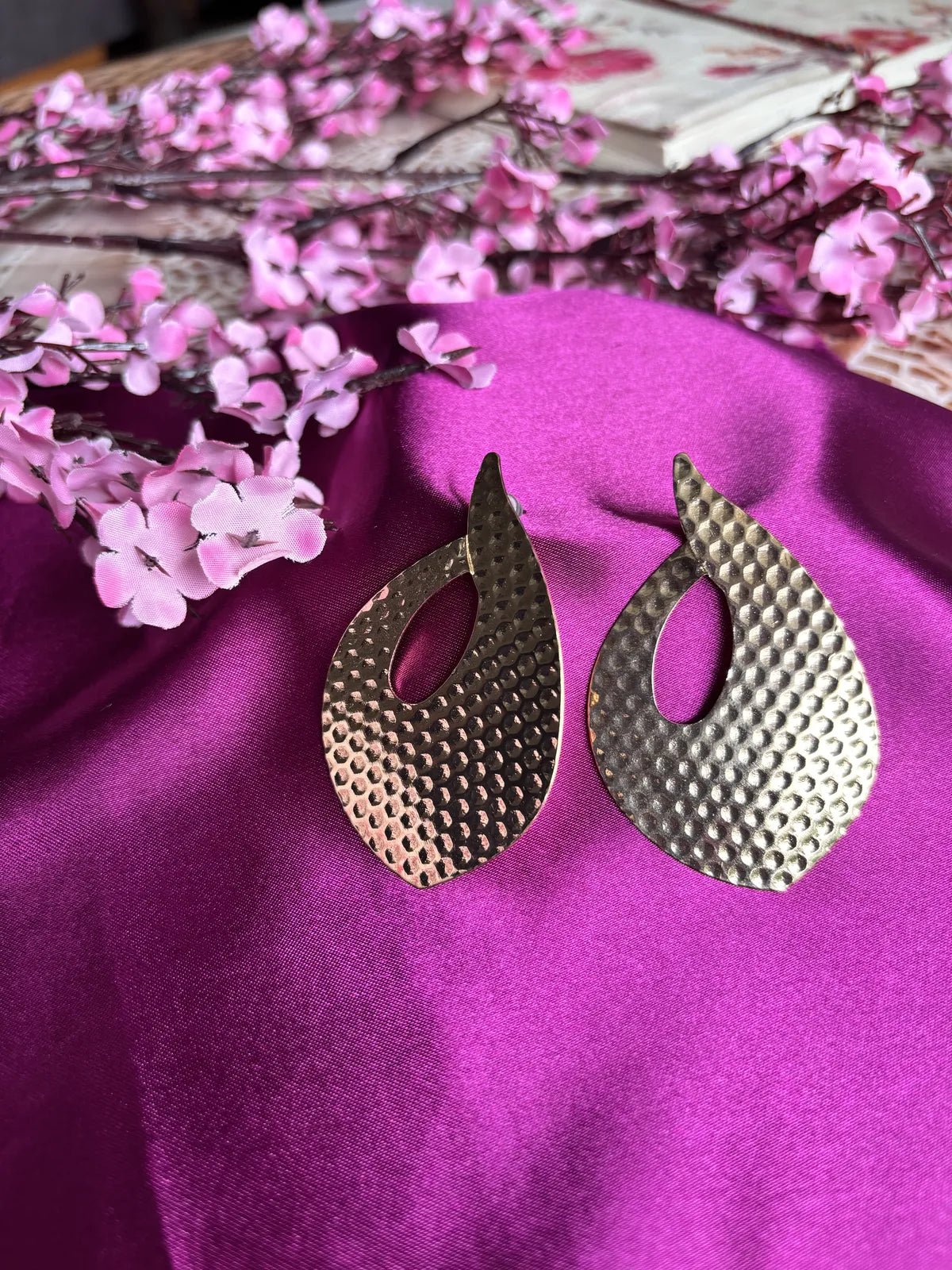 Bold Hammered teardrop Earrings - 