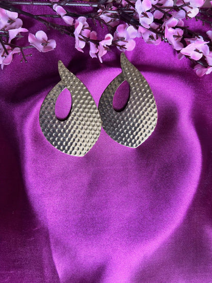 Bold Hammered teardrop Earrings - 
