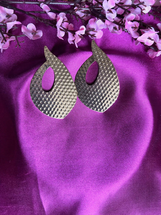 Bold Hammered teardrop Earrings - 