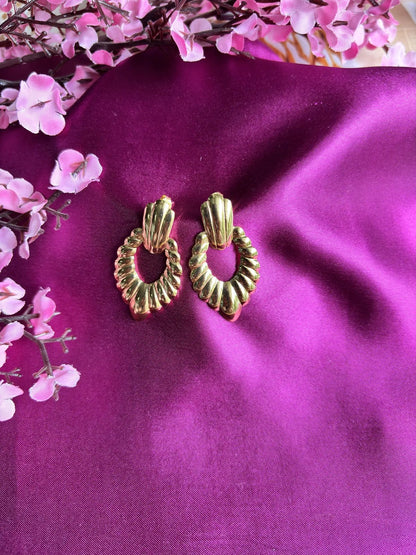 Wavy Ribbed Anti tarnish Earrings - 