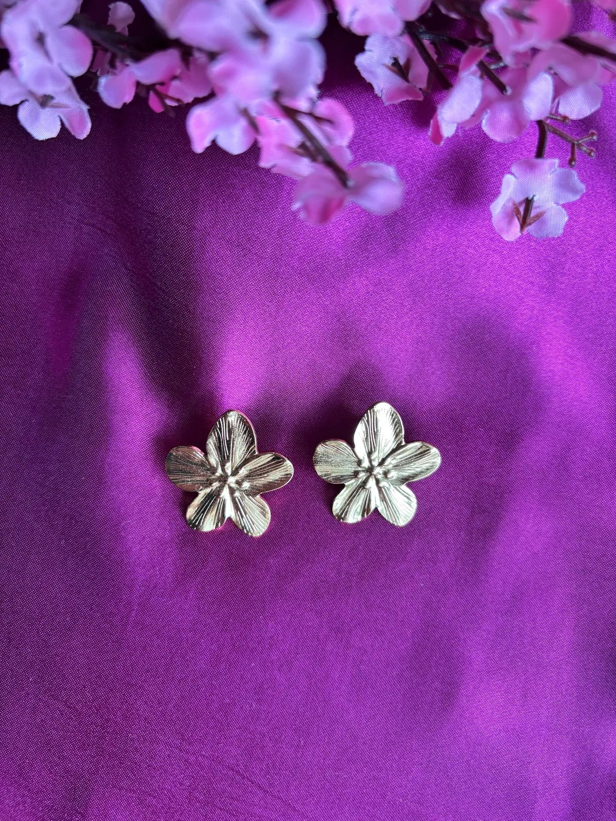 Gold Petal Anti Tarnish Earrings - 