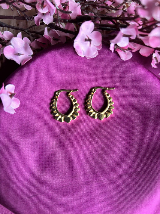 Wavy Petal Anti Tarnish Hoops - 