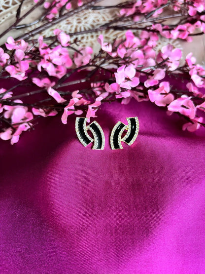 Black Wavy Anti Tarnish Hoops - 