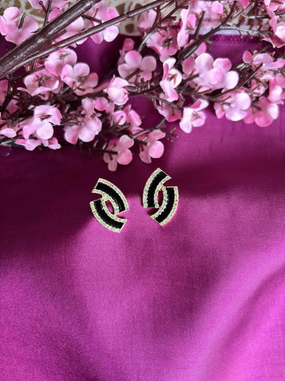 Black Wavy Anti Tarnish Hoops - 