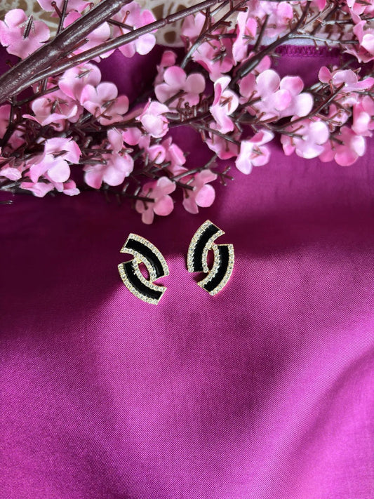 Black Wavy Anti Tarnish Hoops - 