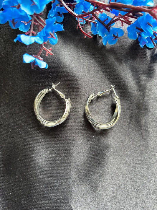 Twist Me Minimal Silver Hoops - 
