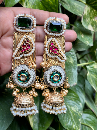 Emerald Mayuri Jhumka - 