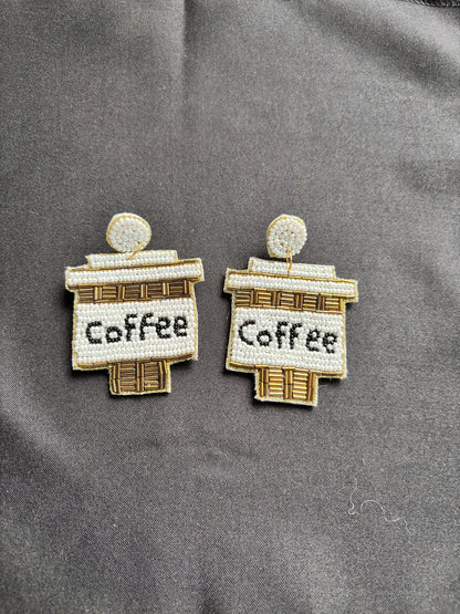 Café Jhumka Beaded Earrings - 
