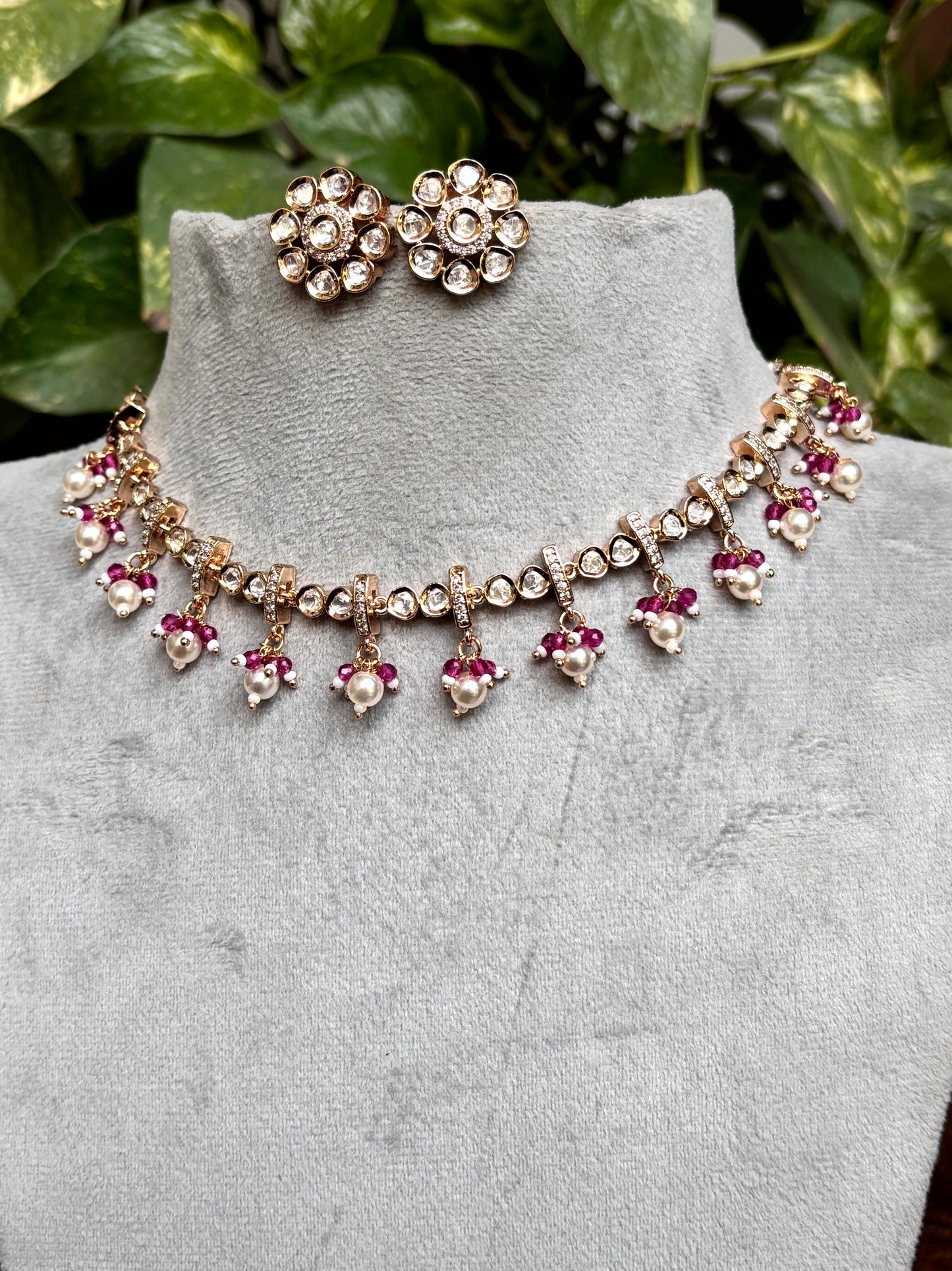 Aadhira Moissanite Pearl Necklace Set - 