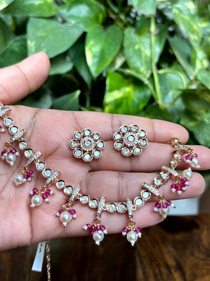 Aadhira Moissanite Pearl Necklace Set - 