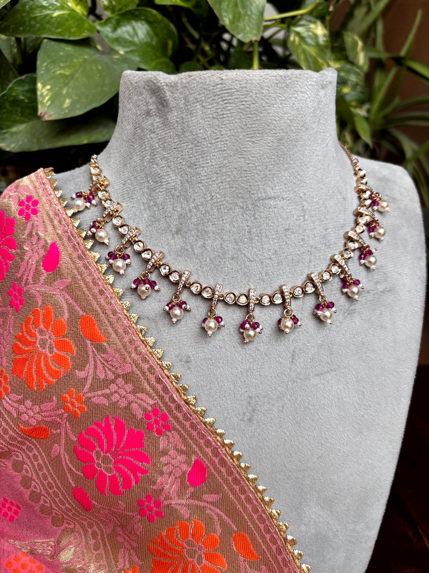 Aadhira Moissanite Pearl Necklace Set - 