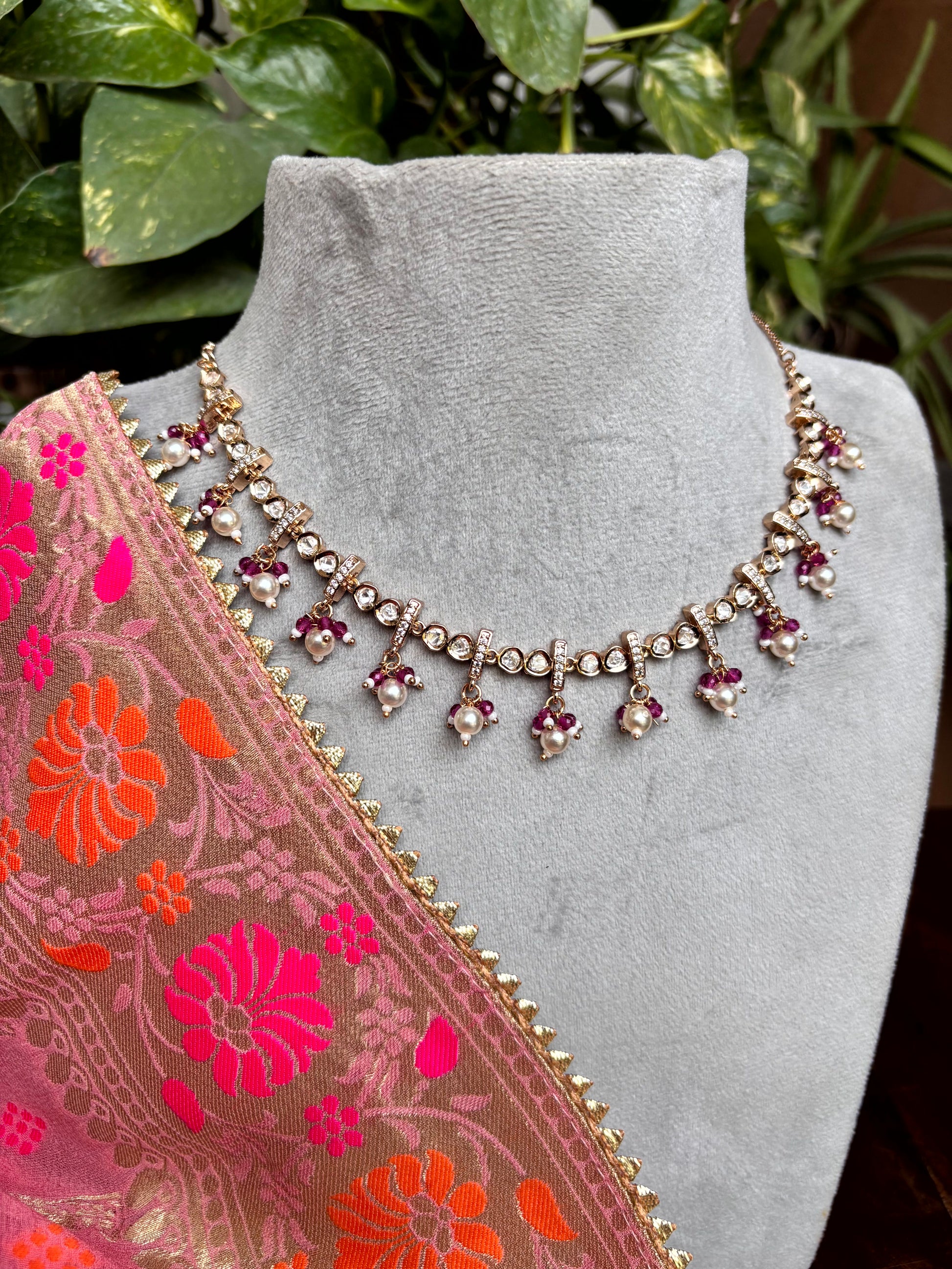 Aadhira Moissanite Pearl Necklace Set - 