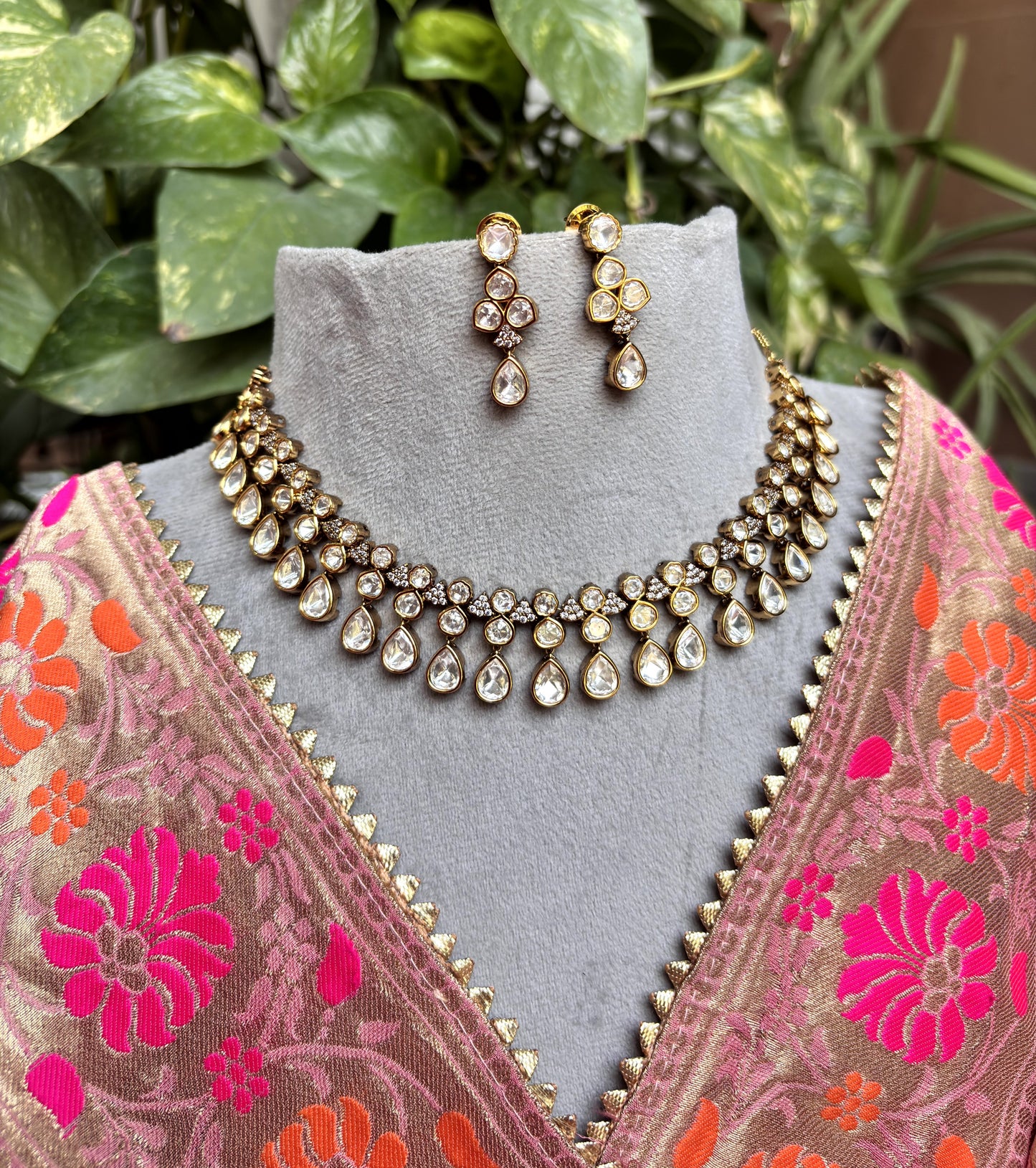 Lavanya Wedding Moissanite Necklace Set - 