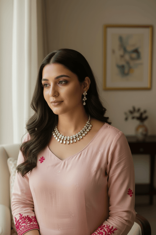 Lavanya Wedding Moissanite Necklace Set - 