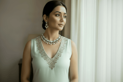 Vaidehi Victorian Pearl Necklace Set - 