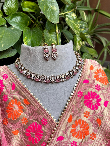 Tanvi Blush Pink Festive Necklace Set - 