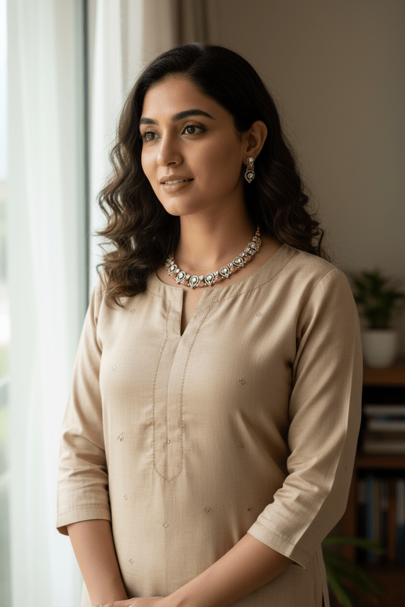 Tanvi Blush Pink Festive Necklace Set - 