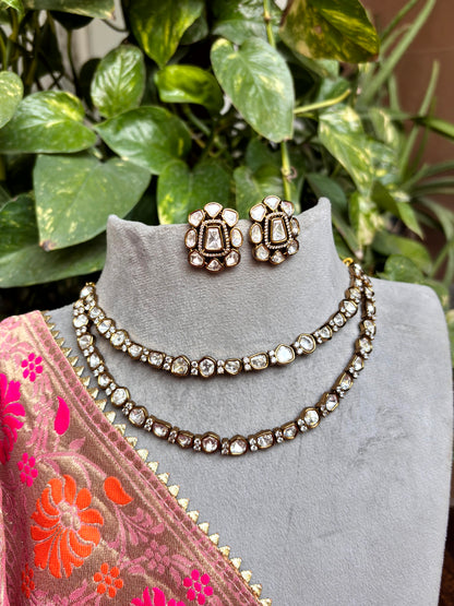 Myra Victorian Moissanite Layered Necklace Set - 