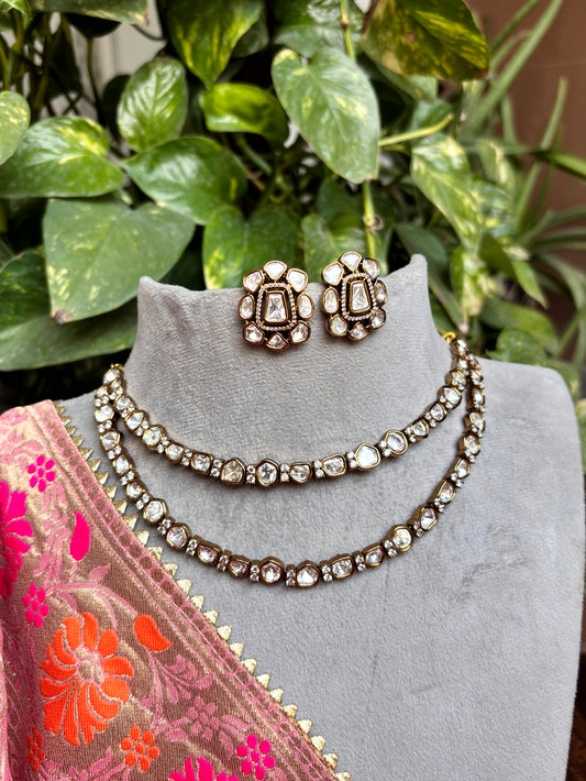 Myra Victorian Moissanite Layered Necklace Set - 