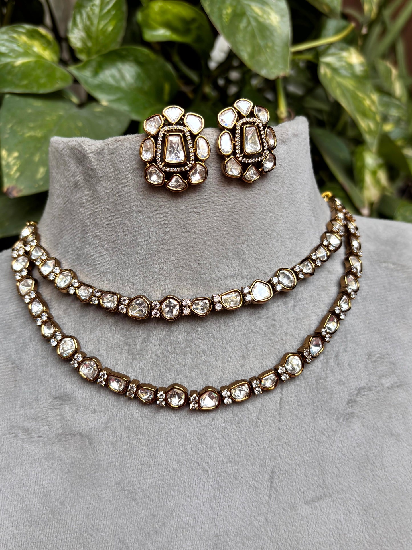 Myra Victorian Moissanite Layered Necklace Set - 