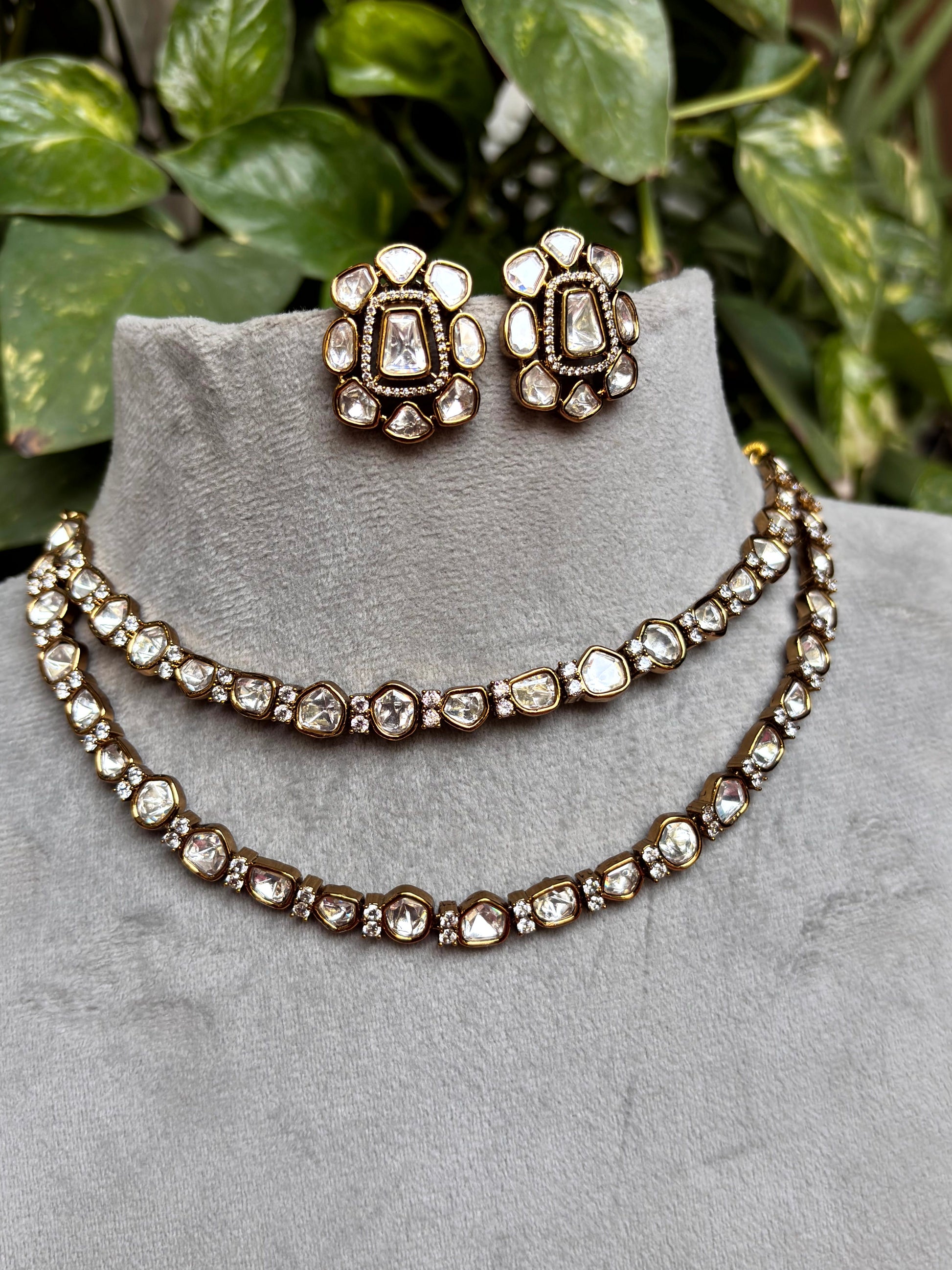 Myra Victorian Moissanite Layered Necklace Set - 