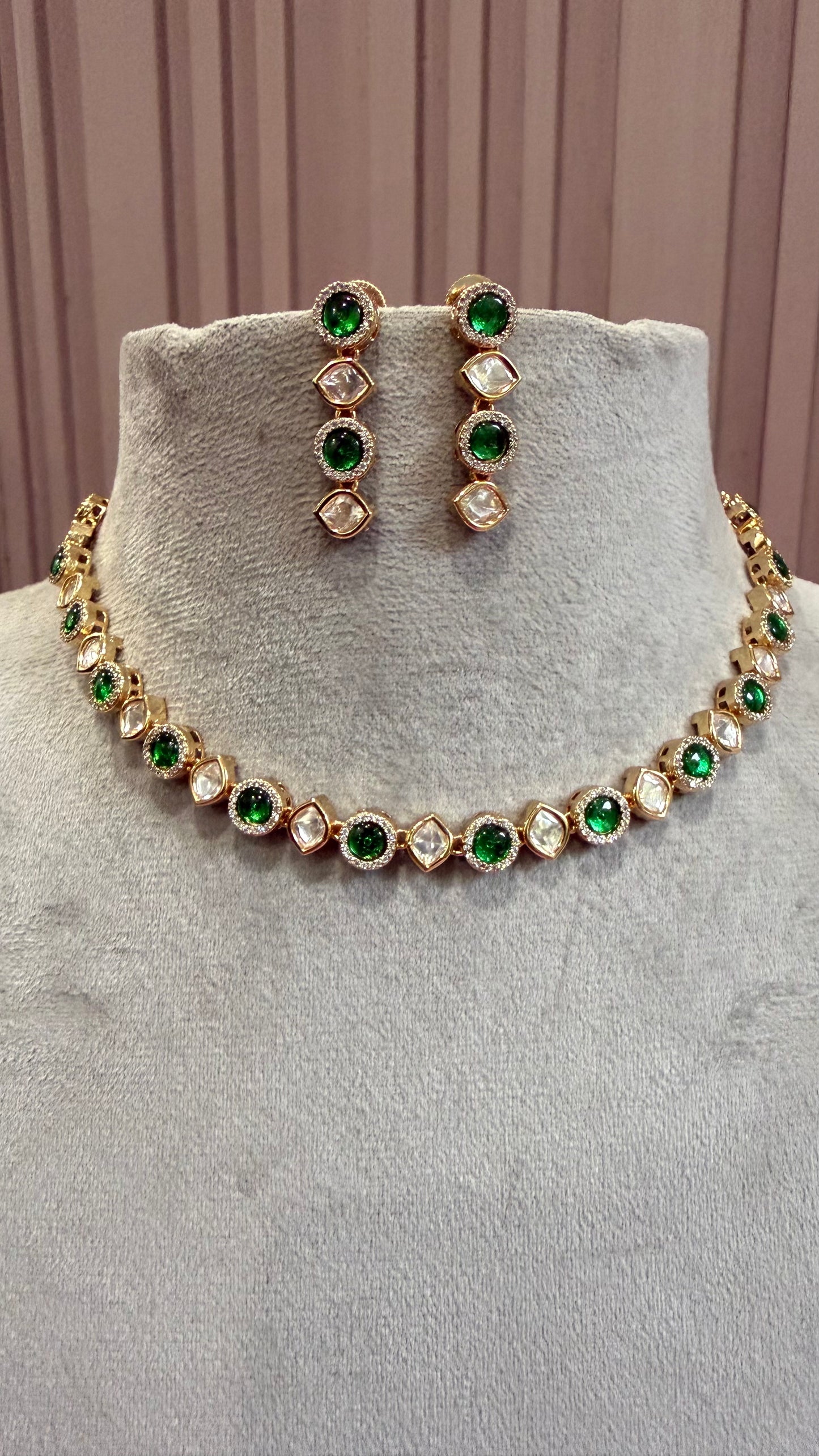 Eshira Emerald Moissanite Necklace Set