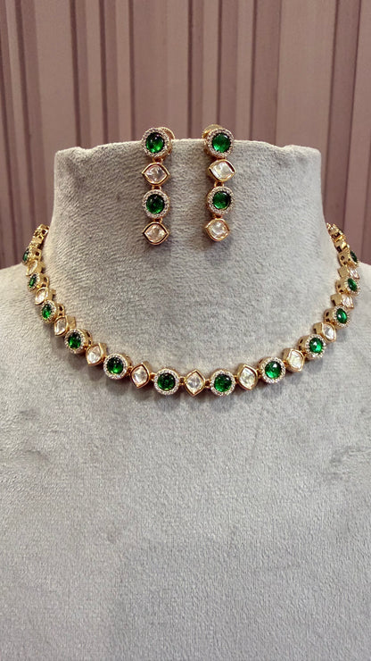 Eshira Emerald Moissanite Necklace Set