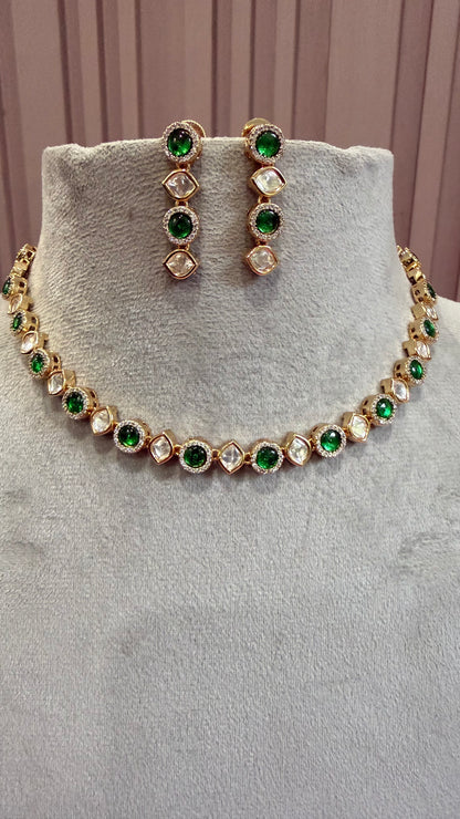 Eshira Emerald Moissanite Necklace Set